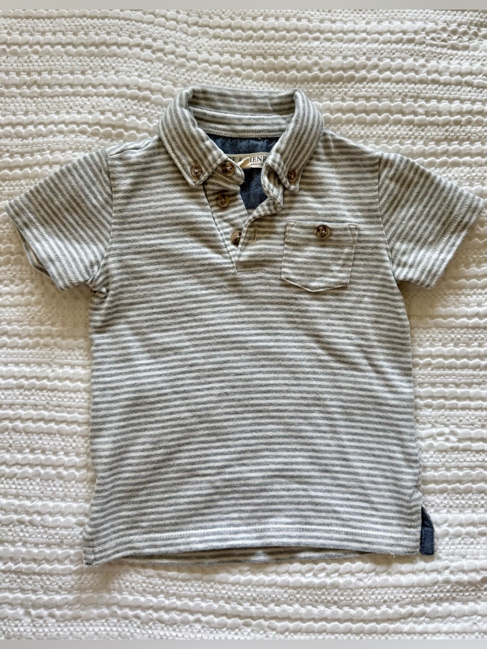 Hope & Henry, 12-18 Month - Striped Grey/White Polo